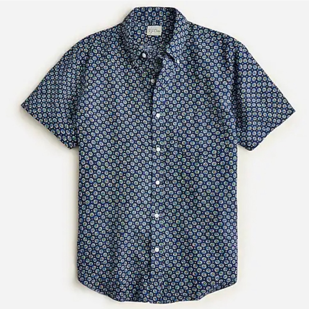 J. Crew shirt sleeve linen shirt- Spring Daisy Navy Blue- XXL Slim